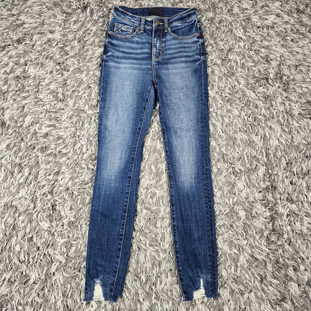 Buckle Black Fit No 35 Ankle Skinny Jeans Blue Distressed Raw Hem 23x27 BBW3859A